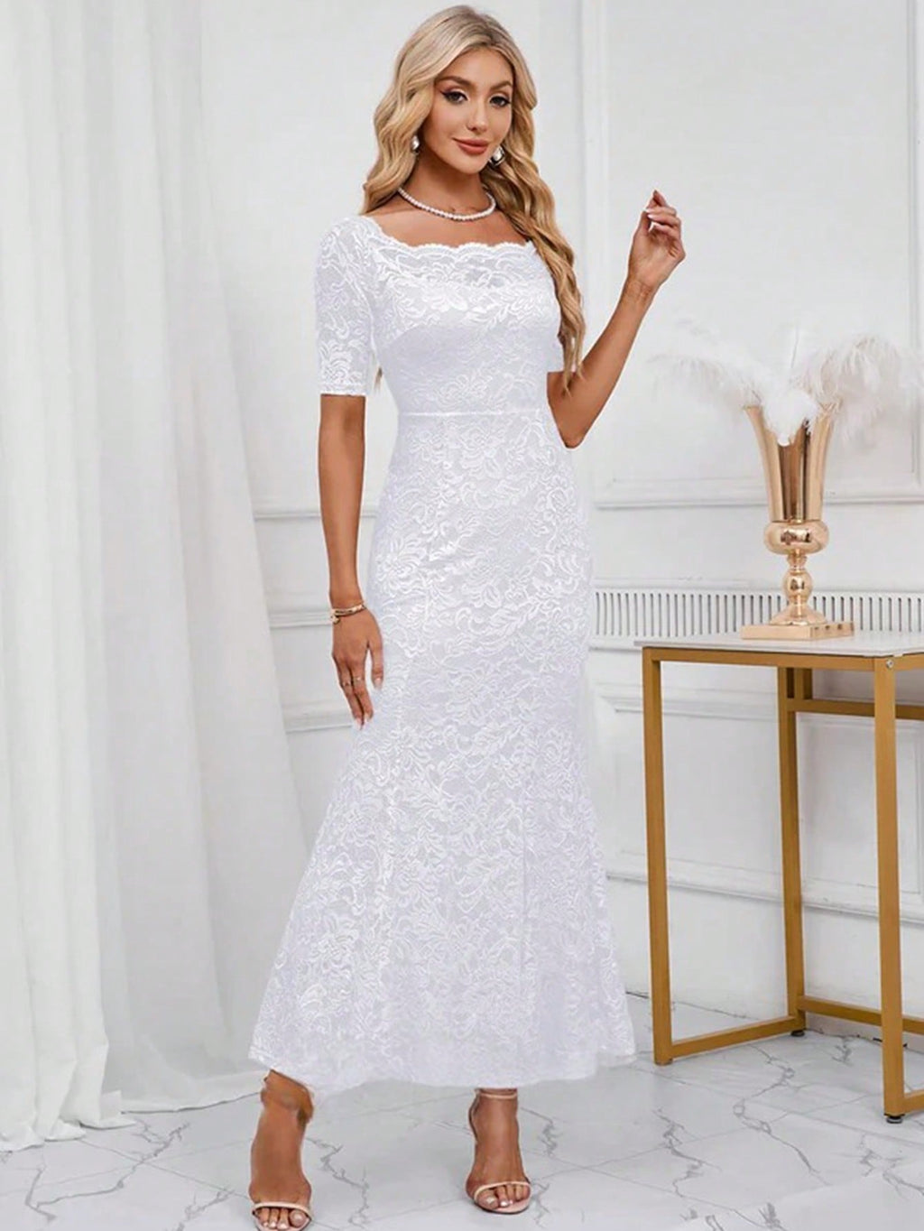 Off The Shoulder Trumpet/Mermaid Lace Maxi Dress