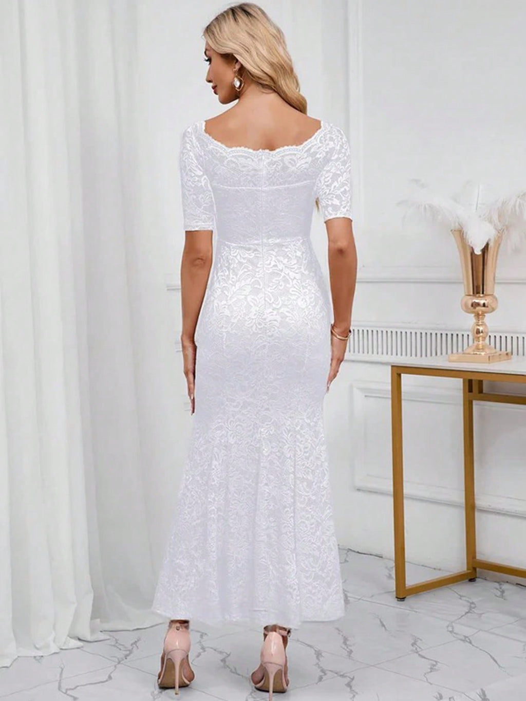 Off The Shoulder Trumpet/Mermaid Lace Maxi Dress