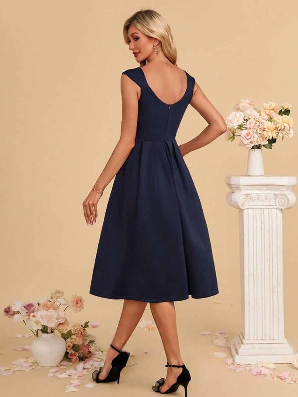 Sweetheart A-Line Jersey Midi Dress