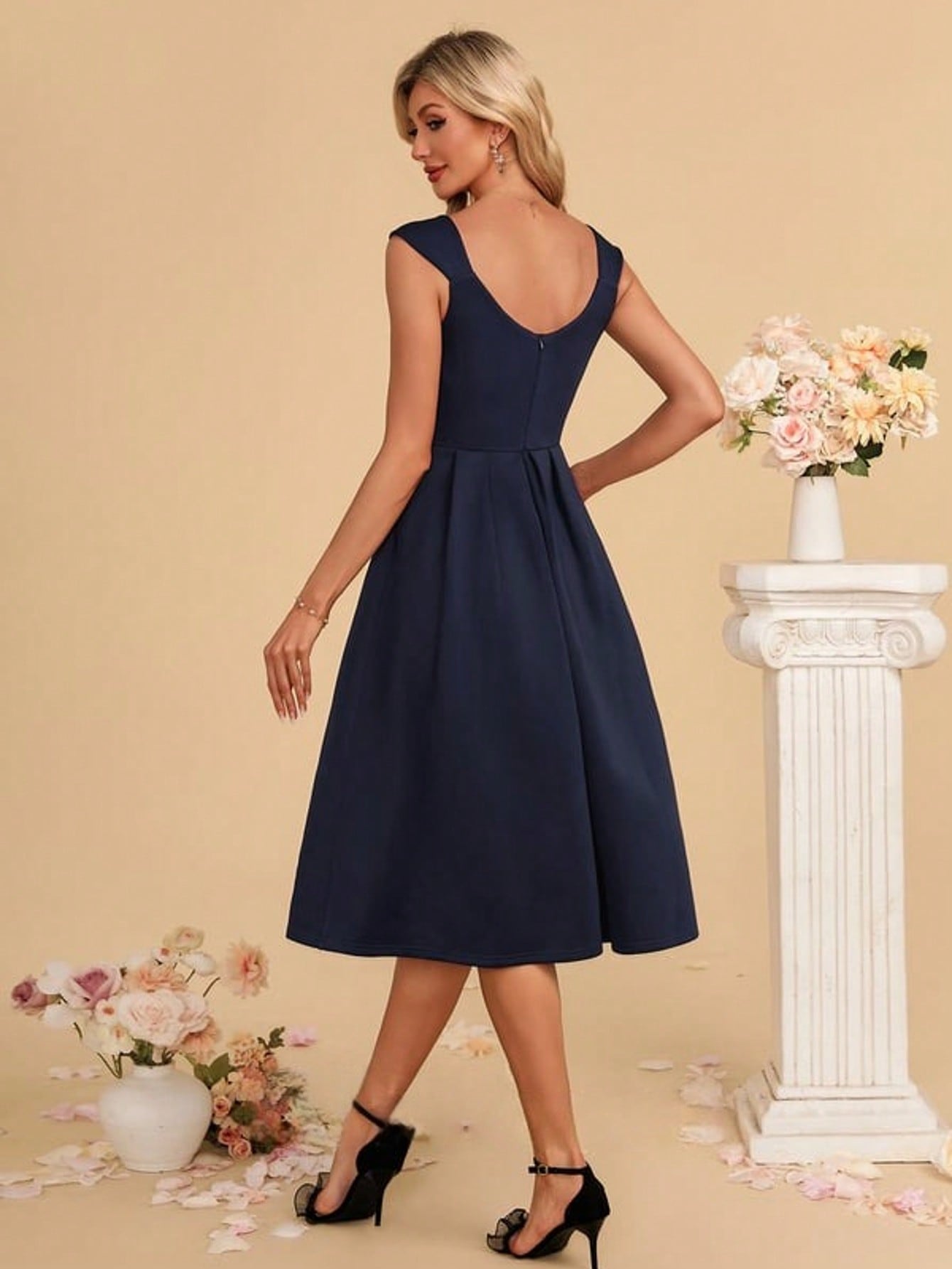 Sweetheart A-Line Jersey Midi Dress