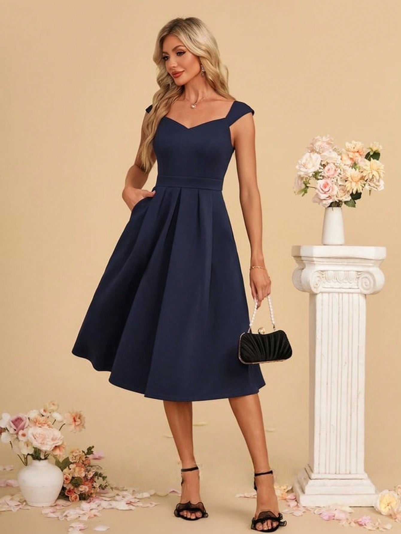 Sweetheart A-Line Jersey Midi Dress