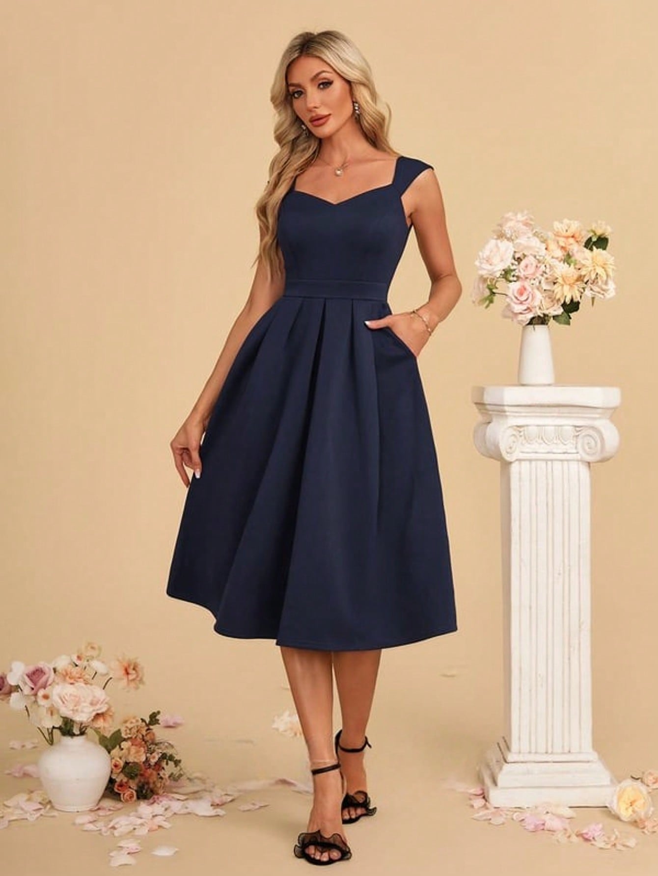 Sweetheart A-Line Jersey Midi Dress