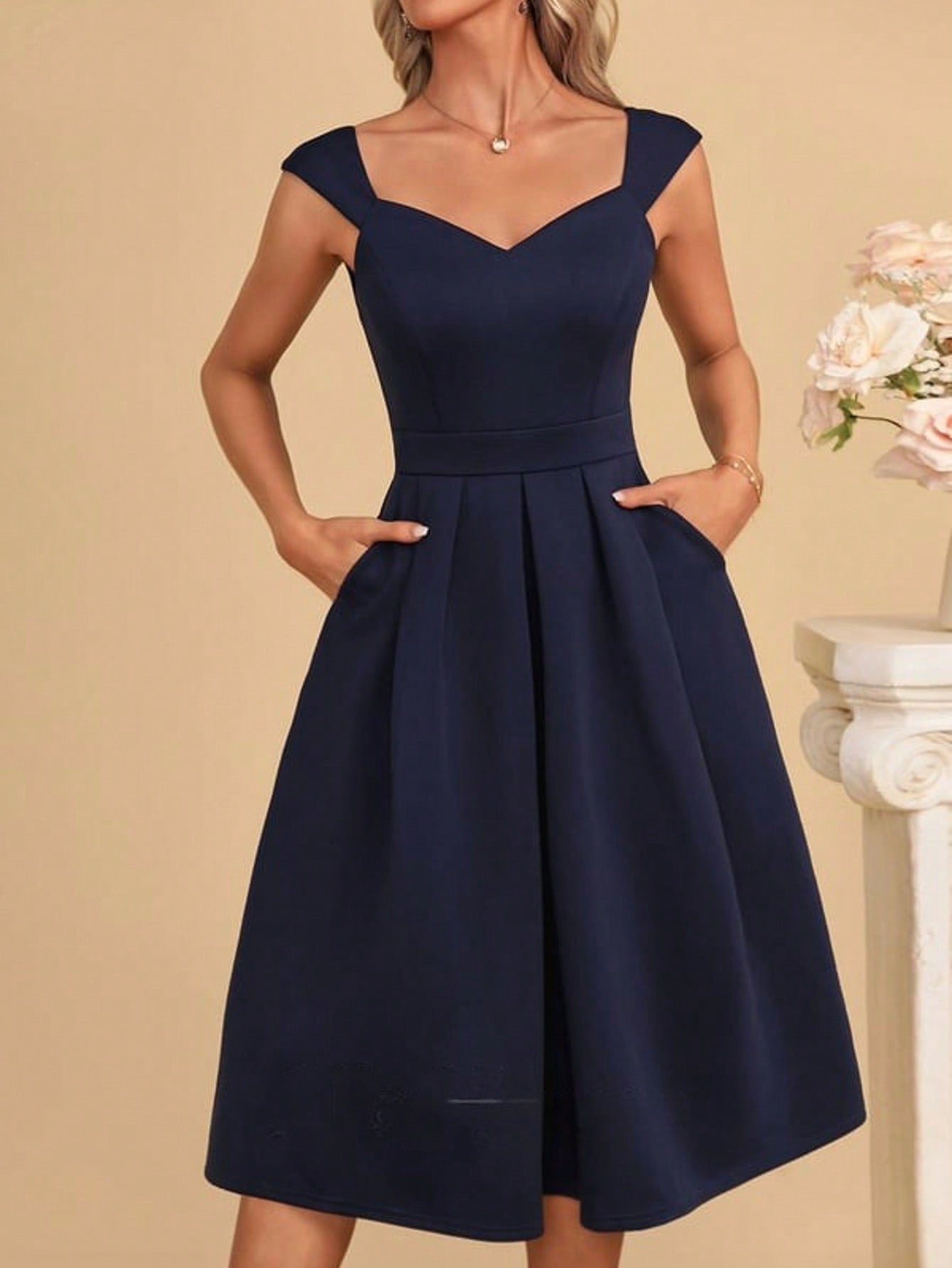 Sweetheart A-Line Jersey Midi Dress
