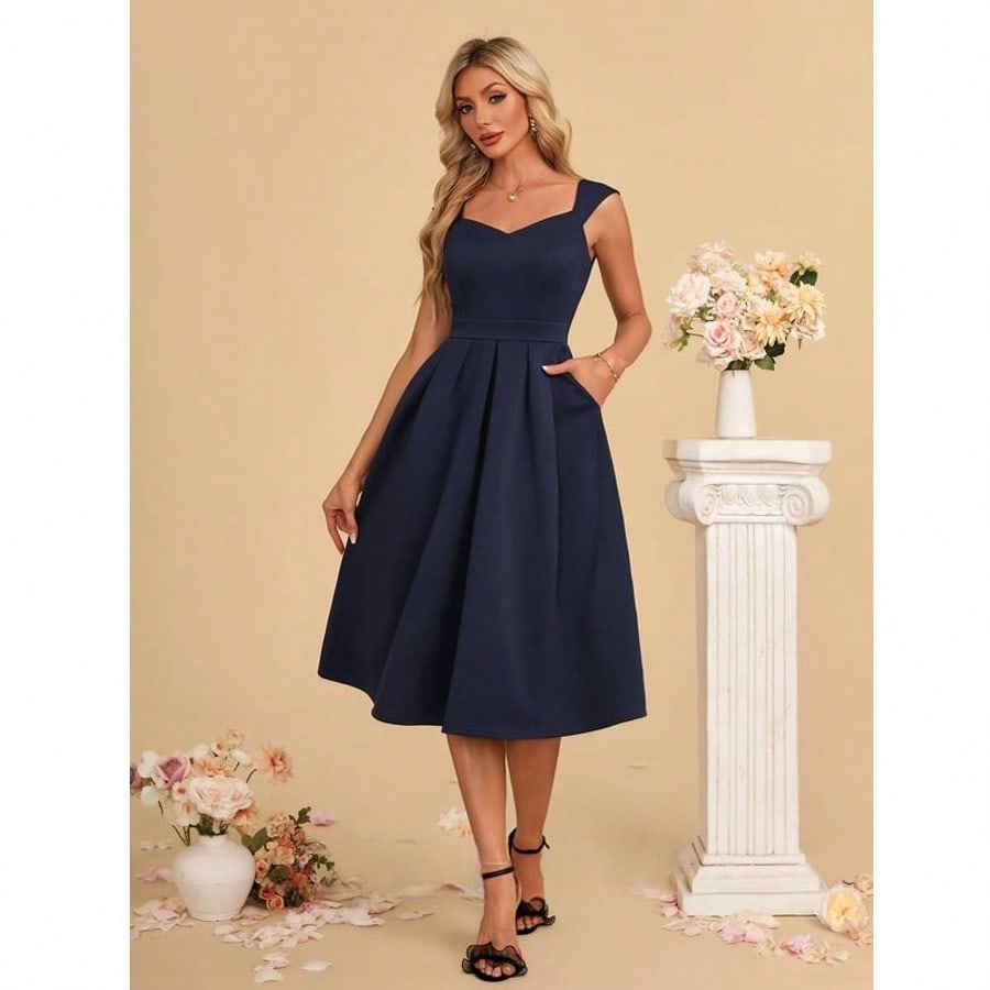 Sweetheart A-Line Jersey Midi Dress