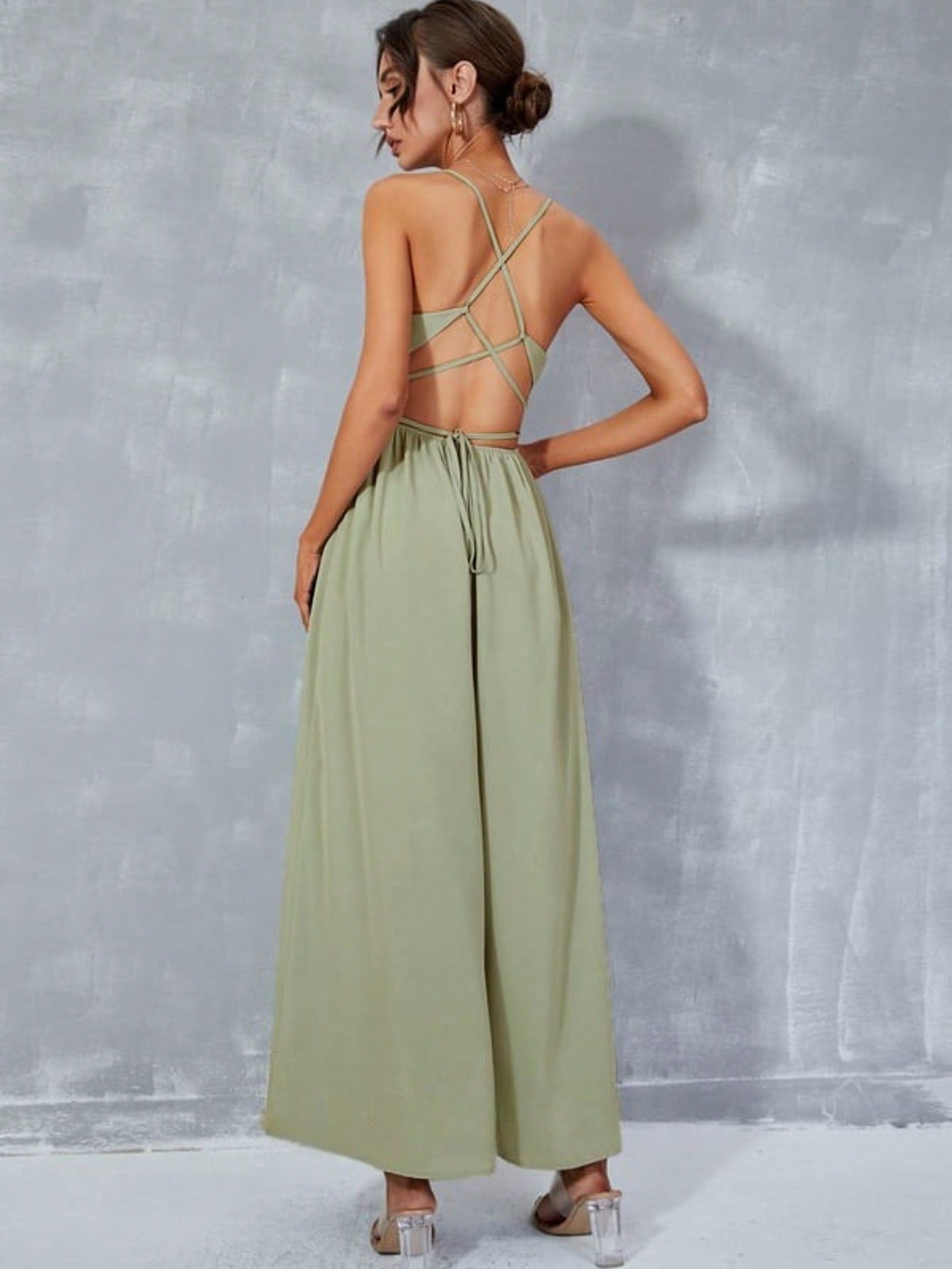 Pleated Cowl A-Line Chiffon Maxi Dress