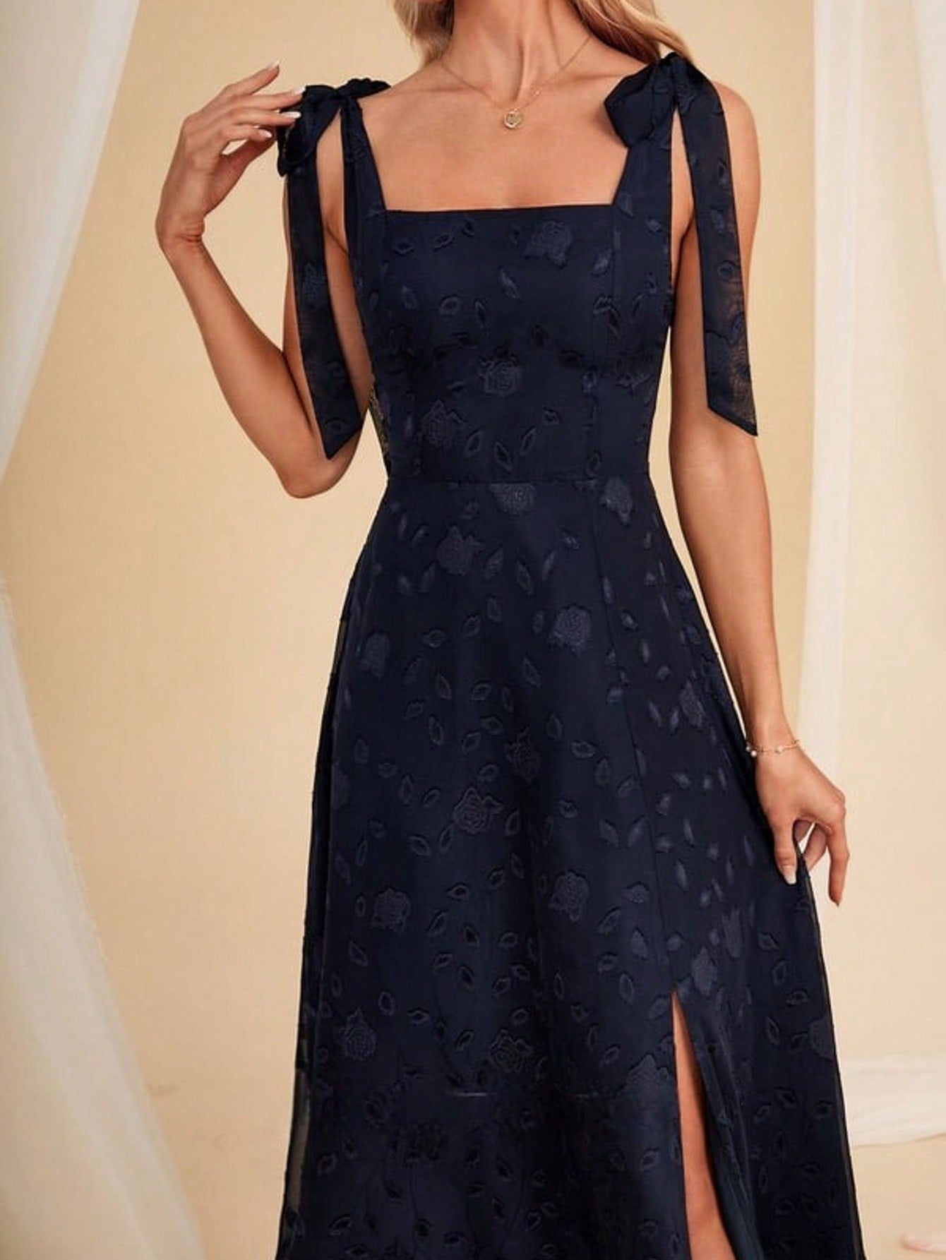 A-Line Square Floor-Length Chiffon Bridesmaid Dress With Bow