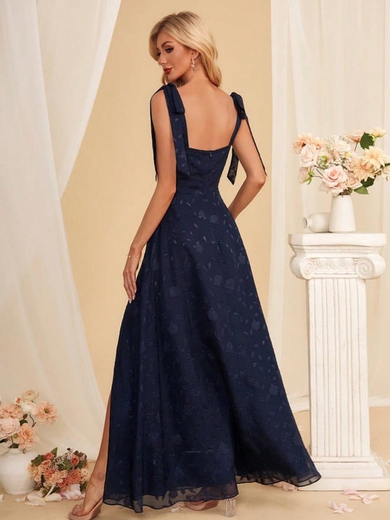 A-Line Square Floor-Length Chiffon Bridesmaid Dress With Bow