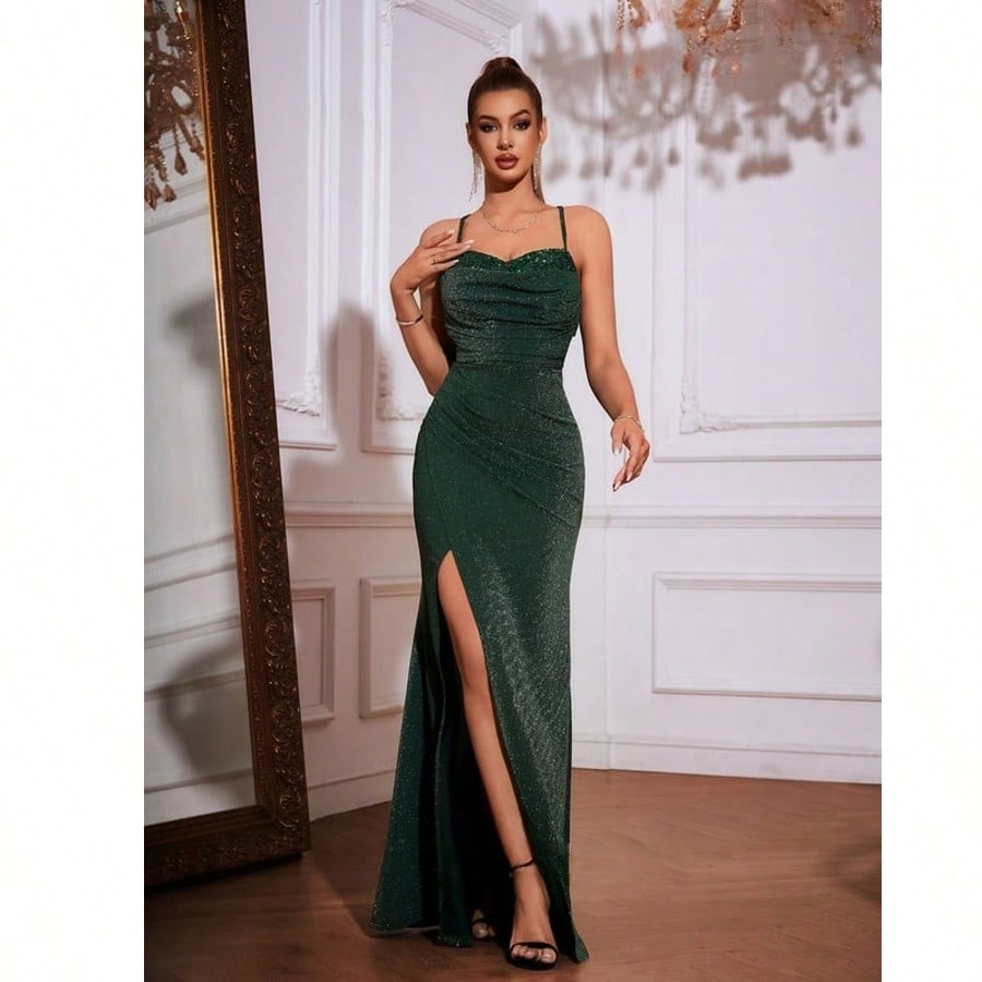 Trumpet/Mermaid Sweetheart Floor-Length Asymmetrical Sequin Jersey Prom Dresses With Ruched
