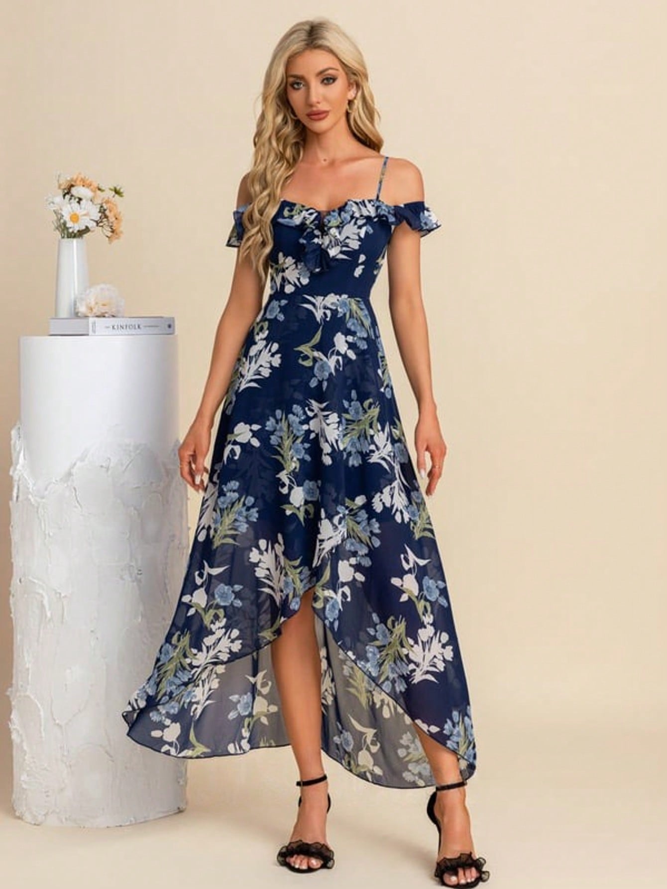 A-Line Sweetheart Asymmetrical Tea-Length Chiffon Cocktail Dress With Ruffle  For Summer & Fall Women's Dress