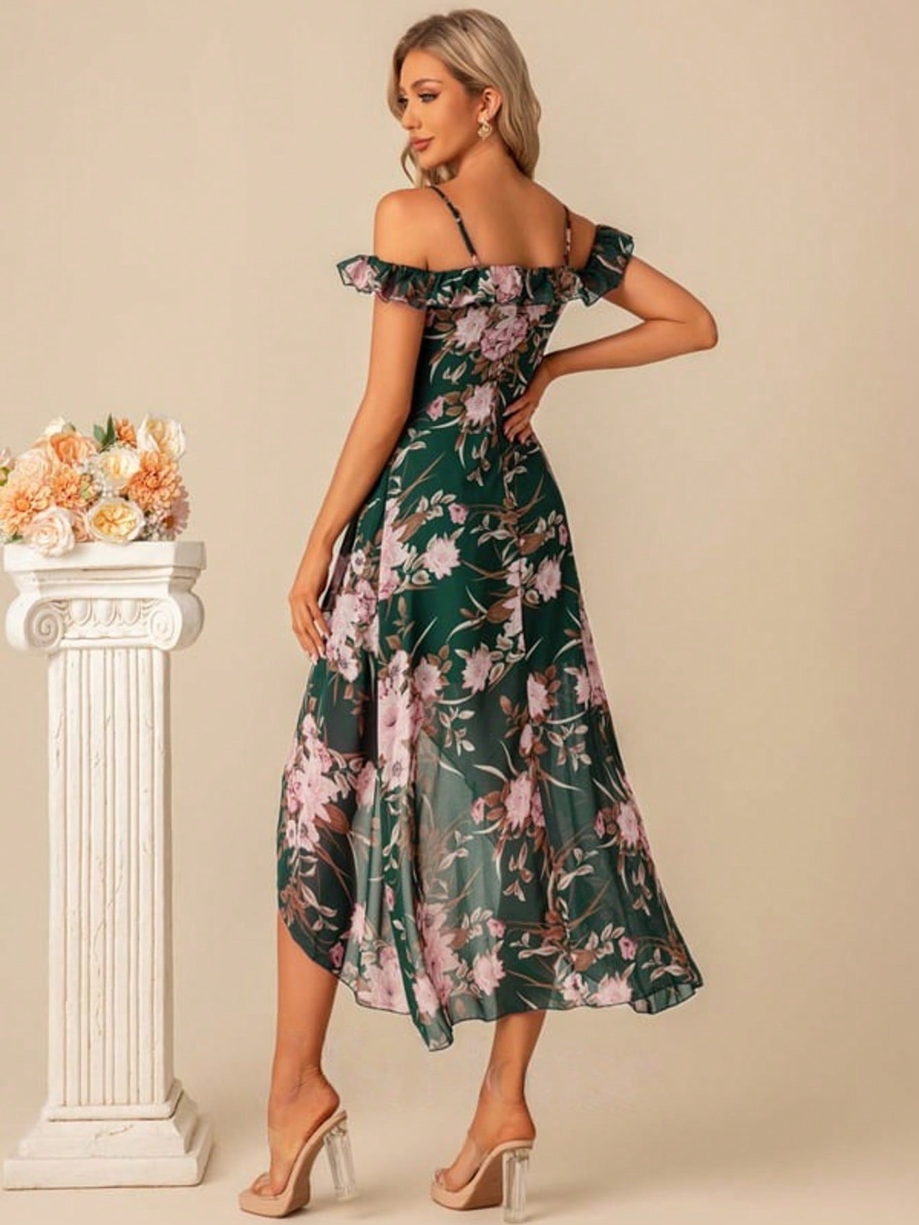 A-Line Sweetheart Asymmetrical Tea-Length Chiffon Cocktail Dress With Ruffle  For Summer & Fall Women's Dress