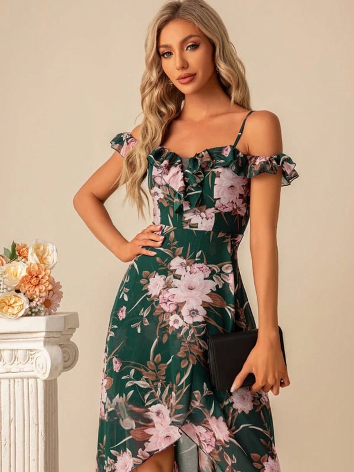 A-Line Sweetheart Asymmetrical Tea-Length Chiffon Cocktail Dress With Ruffle  For Summer & Fall Women's Dress