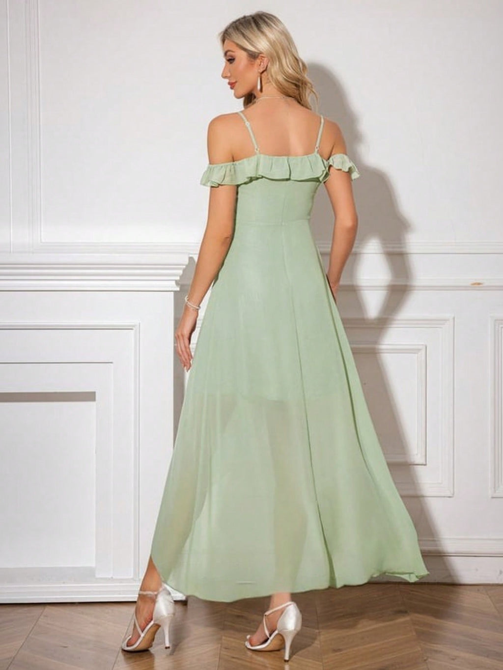 A-Line Sweetheart Asymmetrical Tea-Length Chiffon Cocktail Dress With Ruffle  For Summer & Fall Women's Dress