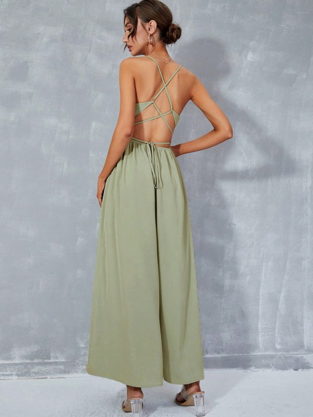 Pleated Cowl A-Line Chiffon Maxi Dress  For Summer & Fall Women's Dress