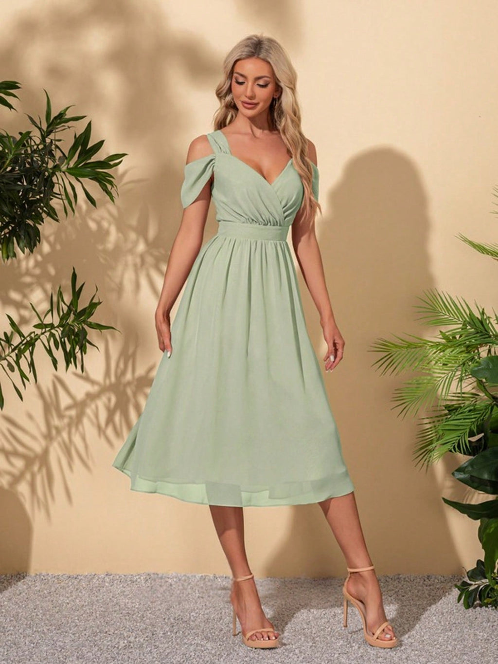 Sweetheart A-Line Chiffon Midi Dress  For Summer & Fall Women's Dress