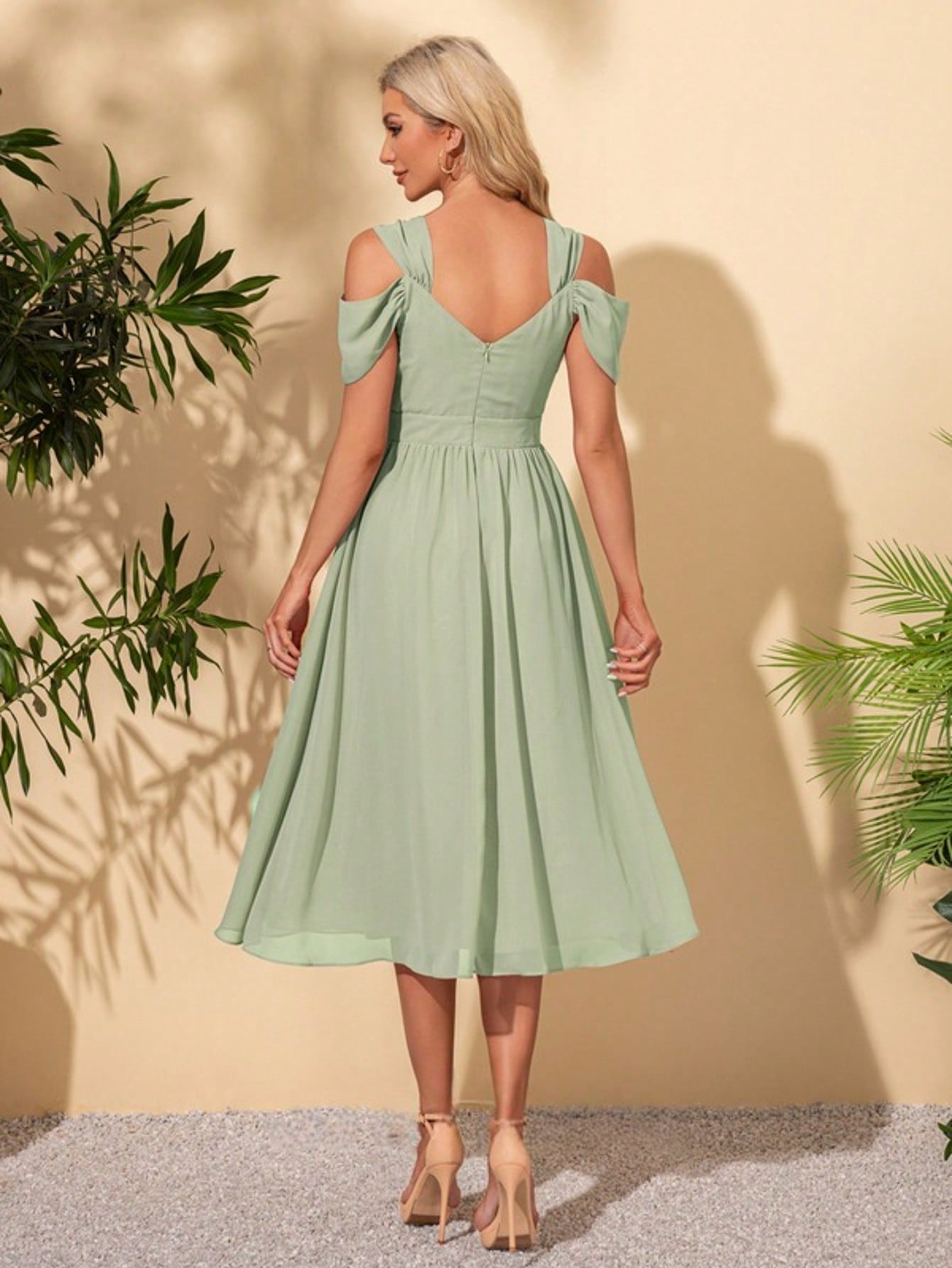 Sweetheart A-Line Chiffon Midi Dress  For Summer & Fall Women's Dress