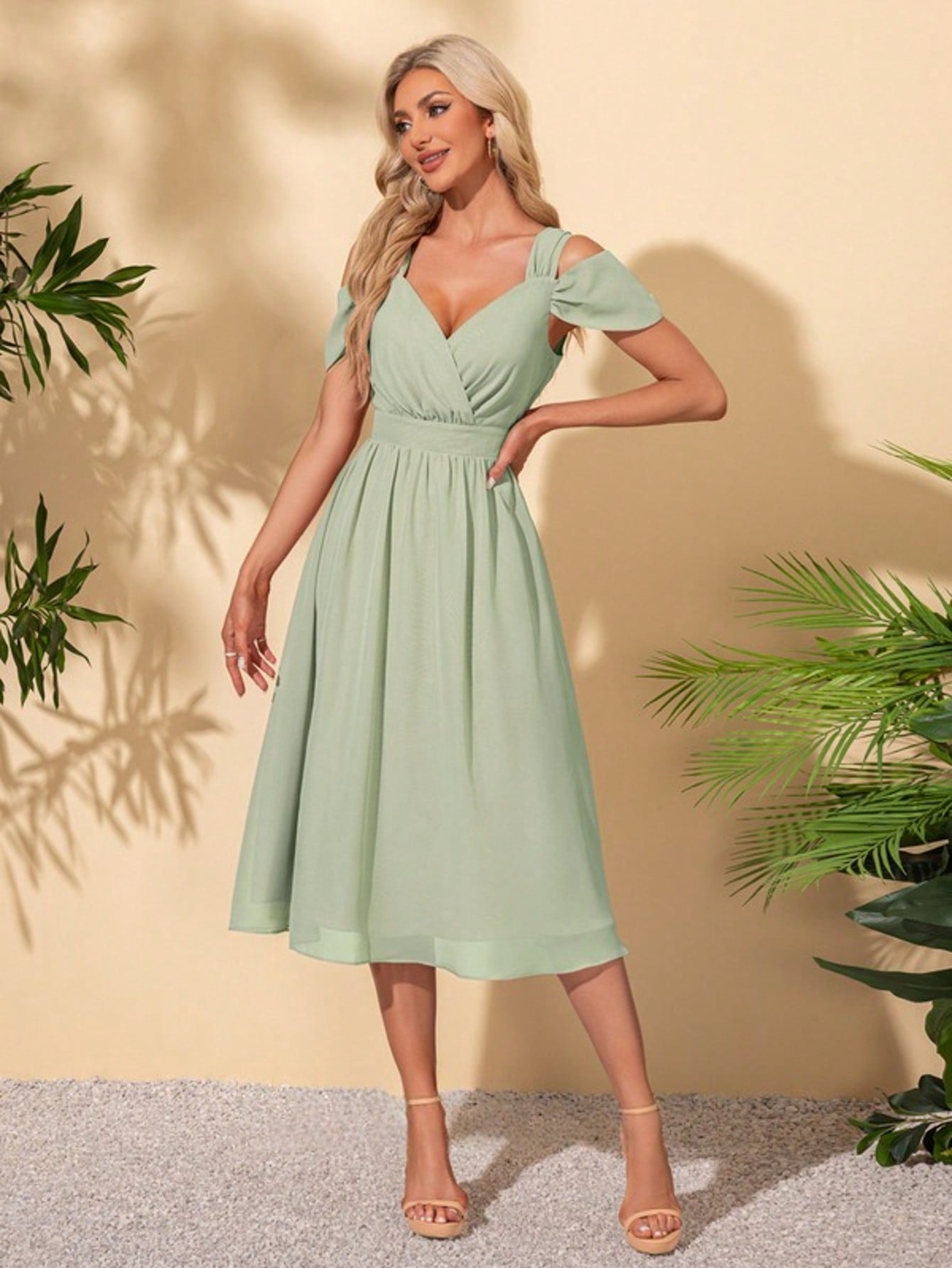 Sweetheart A-Line Chiffon Midi Dress  For Summer & Fall Women's Dress