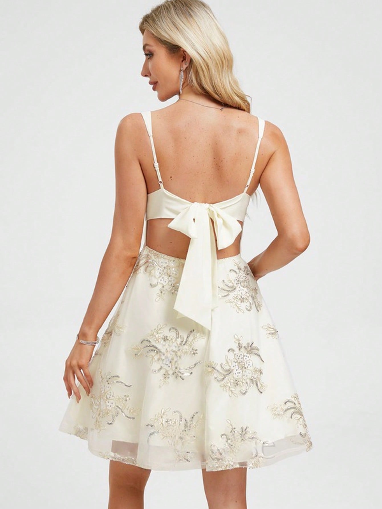 A-Line Square Short Lace Homecoming Dress With Bow For Summer & Fall Women's Dress
