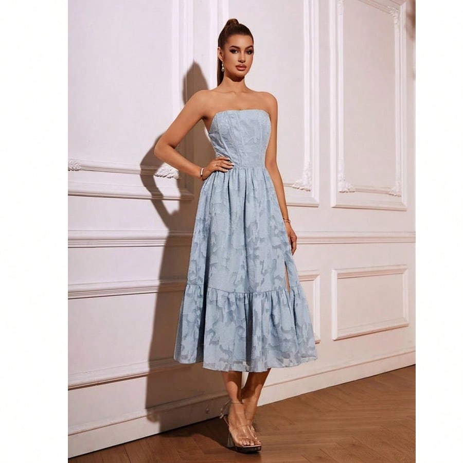 A-Line Straight Tea-Length Chiffon Cocktail Dress For Summer & Fall Women's Dress