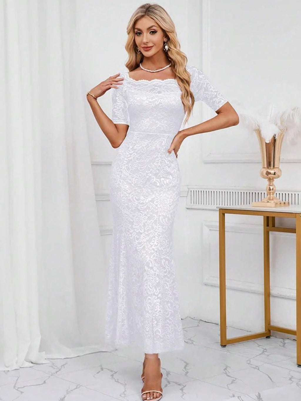 Off The Shoulder Trumpet/Mermaid Lace Maxi Dress