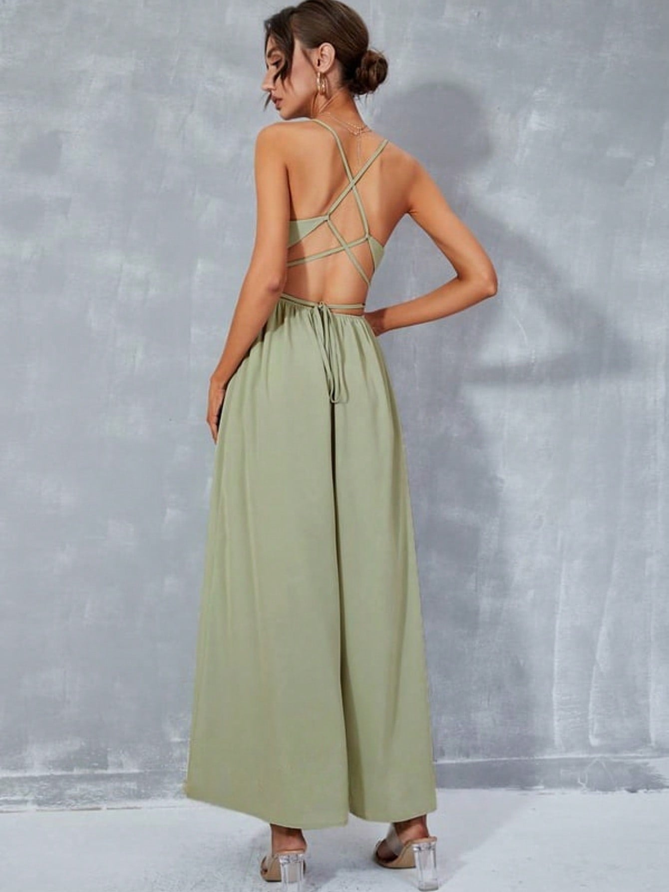 Pleated Cowl A-Line Chiffon Maxi Dress