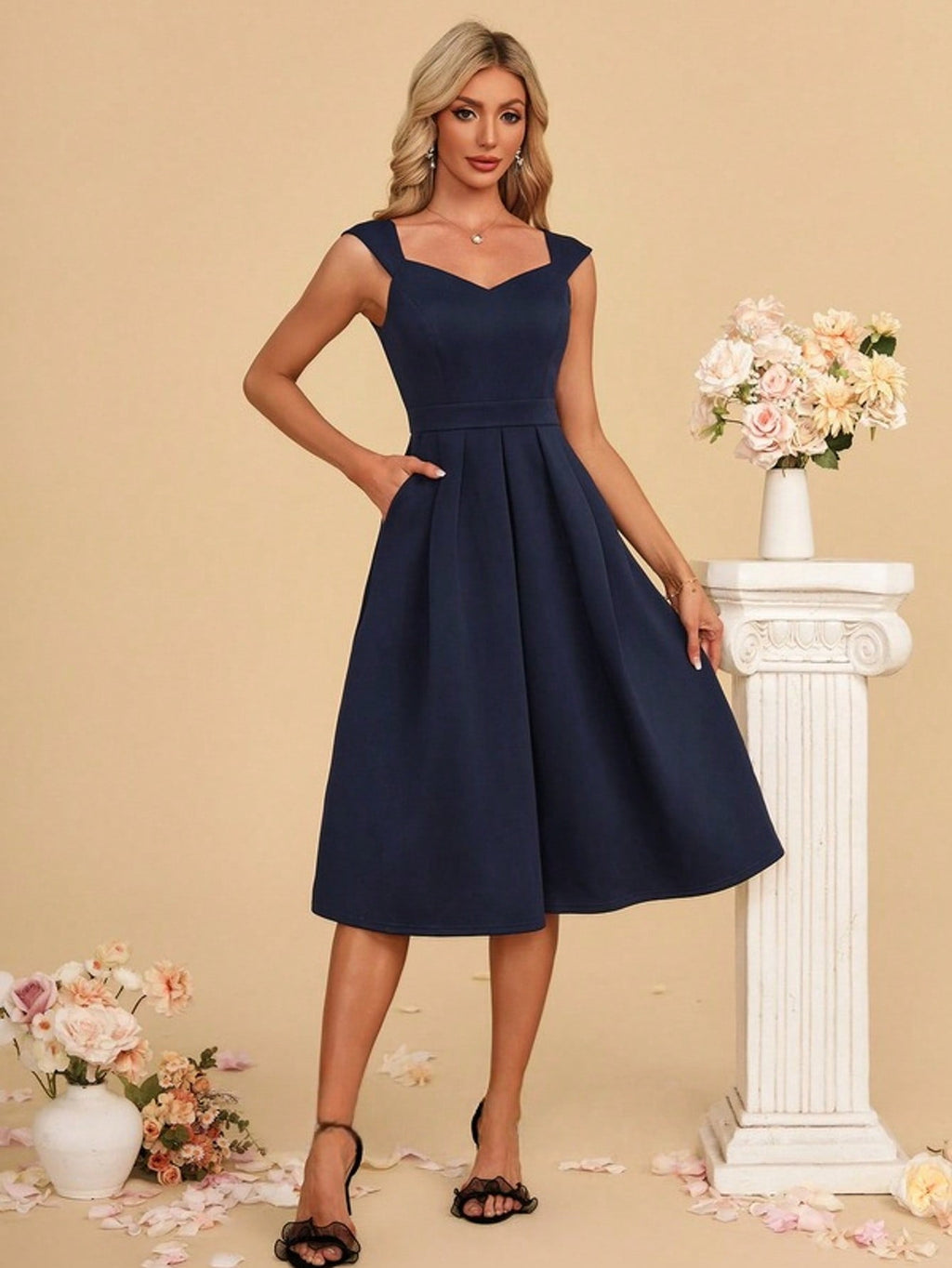 Sweetheart A-Line Jersey Midi Dress